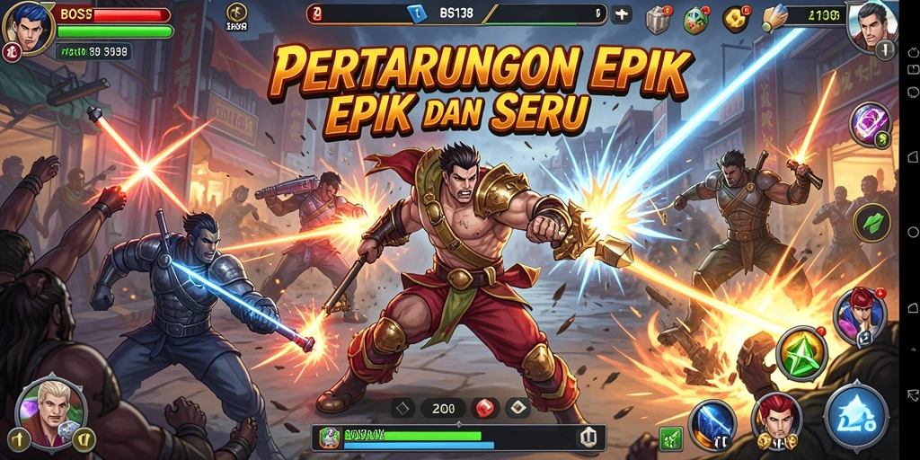 Screenshot menunjukkan pertarungan sengit dalam BOS138.