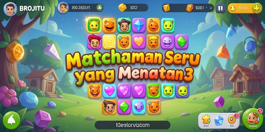 Gameplay seru Match-3 di BROJITU dengan visual menawan.