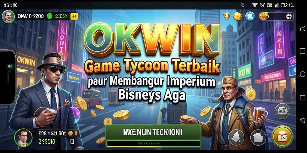 Screenshot utama OKWIN menampilkan gameplay Tycoon yang seru.