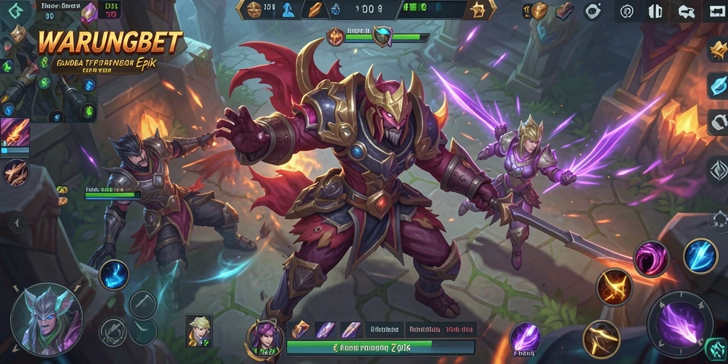 Tangkapan layar menunjukkan pertarungan epik dalam game MOBA.